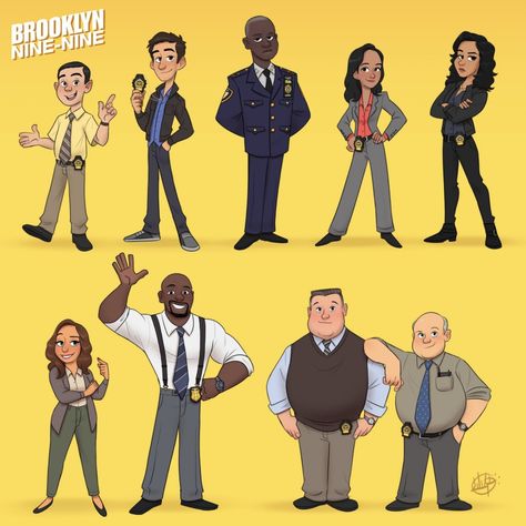 An Artist Illustrated The "Brooklyn Nine-Nine" Characters And They're So Cool Luigi Lucarelli, Brooklyn Nine Nine Funny, Rosa Diaz, The Bigbang Theory, Brooklyn 9 9, Amy Santiago, Jake Peralta, Andy Samberg, Memes Lol