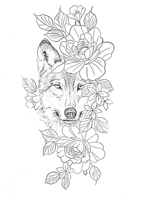 Wolf Tattoo Stencil, Wolf Tattoos For Women, Cute Owl Tattoo, Mandala Flower Tattoos, Flower Tattoo Drawings, Back Piece Tattoo, Owl Tattoo Design, Red Ink Tattoos, Thigh Tattoos Women