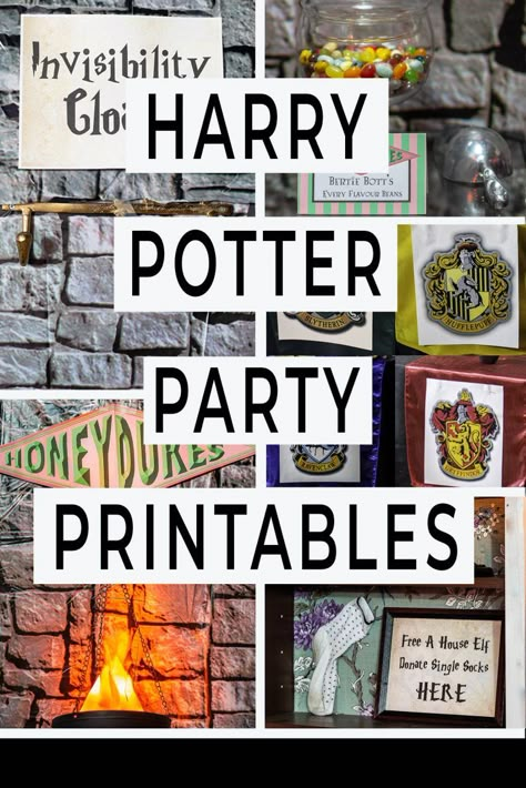 Free Harry Potter Printables and Fonts | DIY Party Decorations Free Harry Potter Printables, Harry Potter Party Printables, Harry Potter Party Decor, Harry Potter Weihnachten, Harry Potter Motto Party, Baby Harry Potter, Harry Potter Camp, Harry Potter Houses Crests, Harry Potter Shower