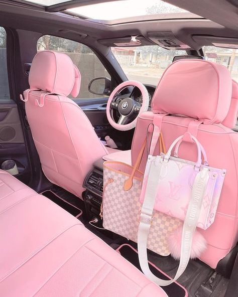 Make a Statement with Beautiful Pink Automobiles Light Pink Car Interior, Pink Car Interior Accessories, Pink Car Interior, Car Aesthetics, Pink Cars, Pink Car Accessories, Sick Cars, Hello Kitty Car, Bling Car Accessories