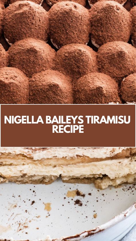 This delicious Baileys tiramisu is a creamy, indulgent dessert that’s quick and easy to prepare. Inspired by Nigella’s classic recipe, it’s the perfect treat for any occasion. With just a few simple ingredients like coffee, amaretto, and Baileys, you can create a decadent, no-bake dessert that everyone will love! Tiramisu With Baileys Recipe, Baileys Tiramisu Recipe, Nigella Desserts, Nigella Lawson Recipes Desserts, Tiramisu Baileys, Baileys Recipes Desserts, Italian Trifle, Nigella Lawson Desserts, Christmas Tiramisu