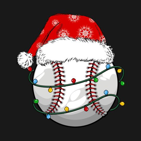 Christmas Baseball Shirt, Softball Christmas Gifts, Tennis Ball Crafts, Baseball Santa, Baseball Christmas Ornaments, Xmas Stickers, Softball Christmas, Baseball Ideas, School Volunteer