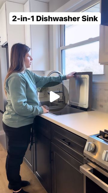 Amber + Trey Masciarelli on Instagram: "Should we do one of these in every flip house kitchen? 

We think this 2-in-1 In-Sink Dishwasher from @fotile_america is functional, stylish, and unique. And now, I want one in my home!

#kitchen #kitchendesign #fixerupper #diy #oldhouselove #oldhouse #homeremodel #reels #beforeandafter #fixerupperinspired #home #renovation #remodeling #house #oldhouse #oldhouselove #doityourselfproject #diy #diyprojects #diyhomedecor  #oldhouse #reelsofinstagram" Dishwasher Across From Sink, In Sink Dishwasher, Mini Dishwasher Under Sink, Dishwashers In Kitchens, Two Dishwashers In Kitchen, Dishwasher Space Repurpose, Raised Dishwasher Ideas, Dish Washer In Kitchen, Sink With Dishwasher