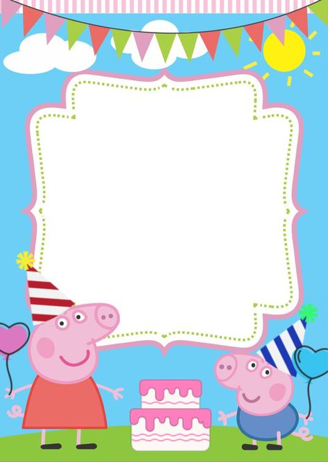 Peppa Pig Party Invitations, Peppa Pig Birthday Invite, Peppa Pig Background, Pig Birthday Decorations, Peppa Pig Invitation, Pig Birthday Theme, Peppa Pig Happy Birthday, Peppa Pig Birthday Decorations, Peppa Pig Party Decorations