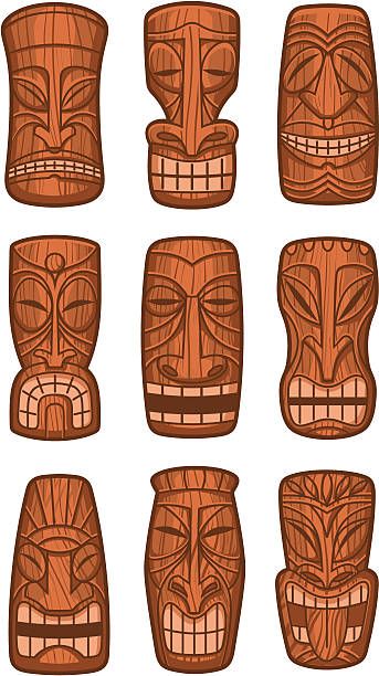 Hawaiian tiki god statue carved polynesian tikki ku wood | Photos.com Woodworking Christmas Gifts Diy Projects, Easy Wood Carving, Totem Tiki, Art Sculpture En Bois, Tiki Masks, Tiki Faces, Tiki Man, Tiki Head, Tiki Statues