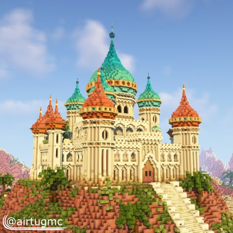 Minecraft Desert City, Minecraft Desert Builds, Minecraft Desert House, Minecraft Oasis, Desert Castle, Minecraft Palace, Minecraft Castle Blueprints, Minecraft Desert, Minecraft W