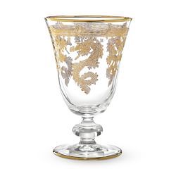 Gold Dragon Goblets, Set of 4 Crystal Drinking Glasses, Gold Decal, Etched Glassware, Embroidered Table Runner, Kids Pottery, Kitchenware Store, Gold Dragon, Pattern Ring, Korean Art