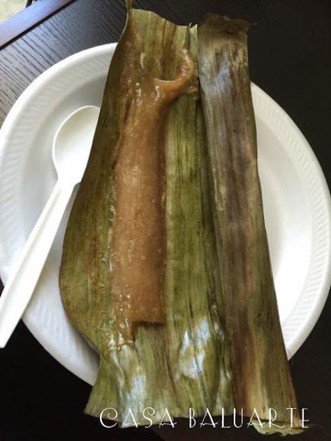 TUPIG RECIPE Tupig Recipe, Dessert Filipino, Guam Recipes, Rice Flour Recipes, Filipino Snacks, Philippine Cuisine, Pinoy Dessert, Goat Recipes, Cassava Cake