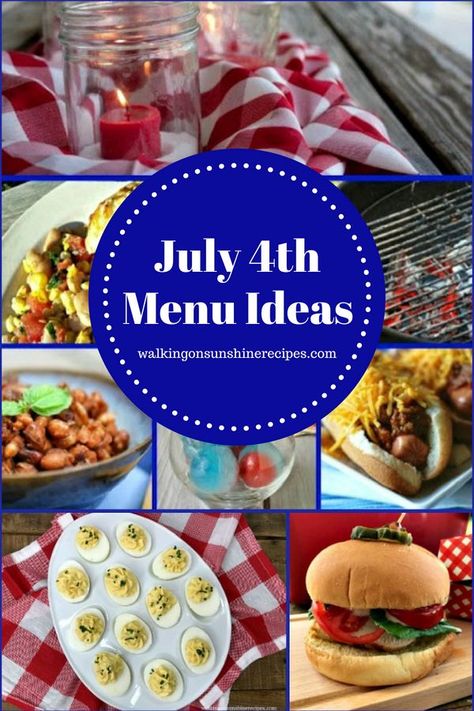 July 4th Dinner Ideas, Fourth Of July Foods, Cookout Menu, 4th July Food, Memorial Day Foods, Picnic Menu, Patriotic Food, Independence Day Celebration, Bbq Menu