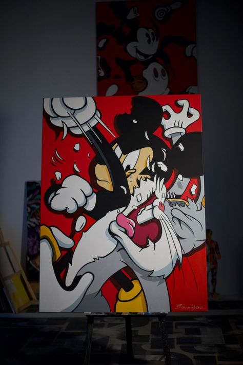 Matt Gondek, Disney Pop Art, Pink Canvas Art, Alec Monopoly, Posca Art, Pop Art Canvas, Graffiti Style Art, Cute Canvas Paintings, Cartoon Painting