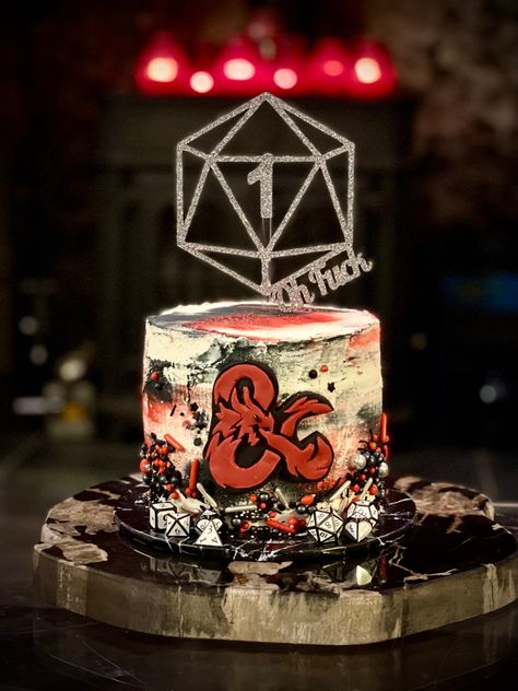 DND cake, birthday party Dungeons And Dragons Cake Birthday, Dnd Birthday Party Decorations, Dnd Birthday Cake, Dnd Cupcakes, D&d Cake Ideas, D&d Birthday, Dnd Themed Birthday Party, Dnd Birthday Party Ideas, Dungeon And Dragons Birthday Party Ideas