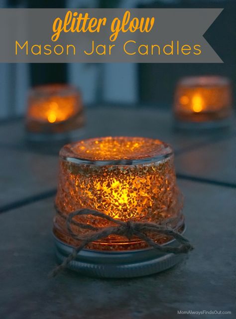 Glow Mason Jars, Glow Stick Jars, Candle Diy Mason Jar, Glow Jars, Glitter Mason Jars, Mason Jar Projects, Tealight Candles, Mason Jar Crafts Diy, Candle Craft