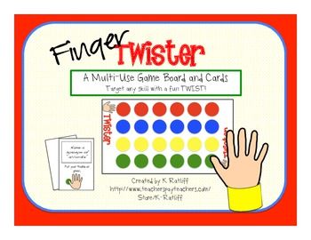 {FREEBIE!} Finger Twister:  A Multi-Use Game Board and Cards Finger Twister, Twister Game, Speech Games, Game Place, Speech Therapy Games, Slp Activities, Articulation Therapy, Therapy Games, Speech Path