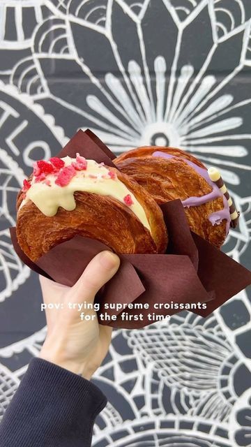 Sharon N. | Vancouver Food on Instagram: "VIRAL SUPREME CROISSANTS IN TRICITIES 🥐 Been seeing the NYC viral supreme croissant everywhere on IG and now you can find them at @goodwolfcafe (located right by a car wash 🫢) in Port Coquitlam too! 🙌 These cream-filled circular croissants are made fresh by @leavenlygoodsbakery (currently in @cohocommissary) and only a small batch gets delivered to The Good Wolf Cafe few times a week. I got to try the Strawberry and Ube Supreme Croissants and they wer Circular Croissant, Supreme Croissant, Vancouver Food, Small Batch, Small Batches, Car Wash, A Car, And Now, Dinner Party