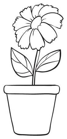 Drawing Flower Simple, Pot Plant Drawing, Pot Sketch, Flower Drawing For Kids, Pot Drawing, Lotus Flower Drawing, Flower Vector Art, Simple Flower Drawing, Flower Simple