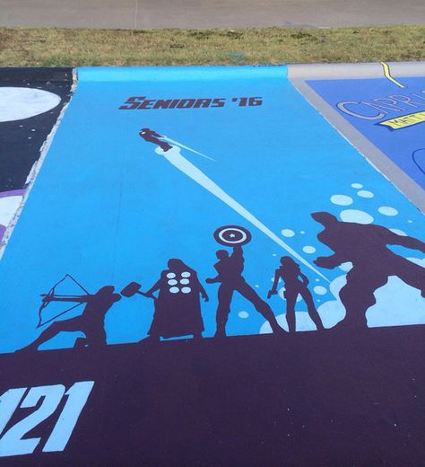 High School Seniors Paint Their Parking Spots And Their Art Goes Viral On Twitter Parking Spot Painting High School, Parking Space Ideas, Parking Lot Painting, Senior Parking Space Ideas, Funny Graduation Caps, Parking Spot Painting, Spot Painting, Instagram Username Ideas, Space Painting