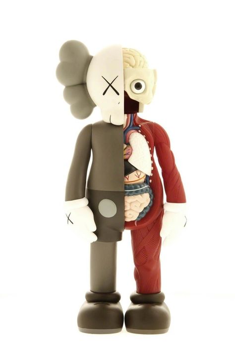 KAWS, ‘Dissected Companion 5 Years Later (Brown)’, 2006 Kaws Half Skeleton, Kaws Skeleton, Kaws Dissected, Kaws Collection, Half Skeleton, Private Chef, Arm Tattoos, Ceramic Design, Aesthetic Iphone Wallpaper