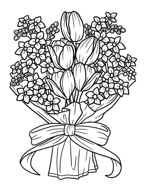 Premium Vector | Flower bouquet coloring page for adults Cute Flower Drawing, Book Cover Design Template, Fathers Day Coloring Page, Coloring Page For Adults, Sketches Pencil, Barbie Coloring Pages, Spring Coloring Pages, Adult Colouring Pages, Easy Coloring Pages