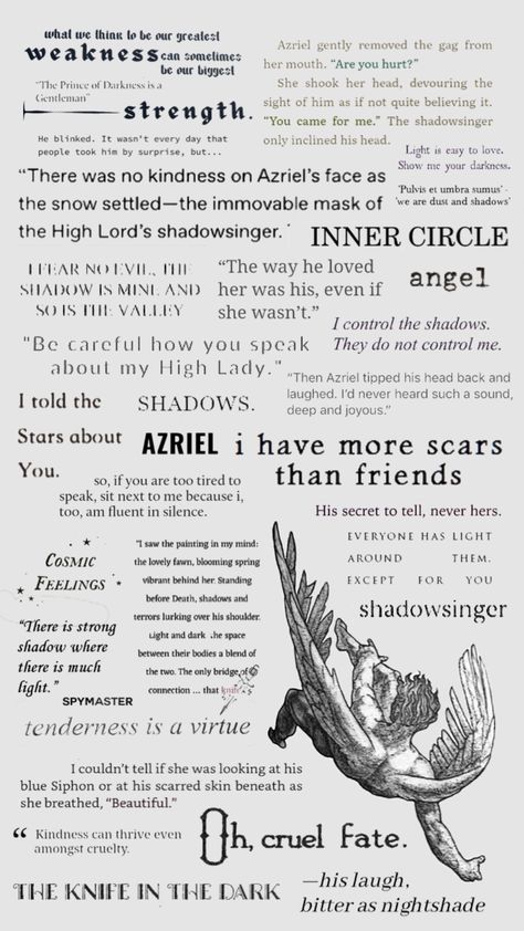 SHADOWSINGER #shadowsinger #acotar #booktok #wallpaper #azriel #acourtofthornsandroses #acomaf #nightcourt #velaris Booktok Wallpaper, Azriel Acotar, Feyre And Rhysand, Acting Tips, 100 Books To Read, A Court Of Mist And Fury, Favorite Book Quotes, 100 Book, Fantasy Novels