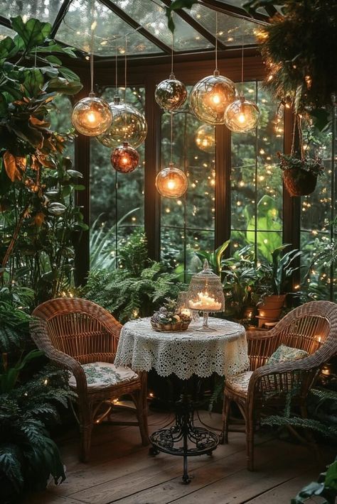 Vintage Garden Greenhouse Christmas Conservatory, Tea Setup, Birdcage Light, Vintage Christmas Decor Ideas, Christmas Crafts Ornaments, Conservatory Decor, Conservatory Ideas, Christmas Decor Crafts, Taylor Wedding