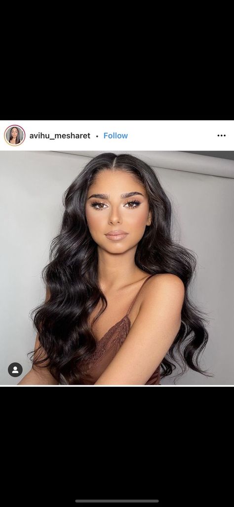 Hollywood Long Hair, Brunette Down Hairstyles, Messy Hollywood Waves, Big Hollywood Waves, Soft Hollywood Curls, Hair Ideas Graduation, Soft Curl Bridesmaid Hair, Big Curls For Long Hair Wedding, Soft Hollywood Waves Middle Part