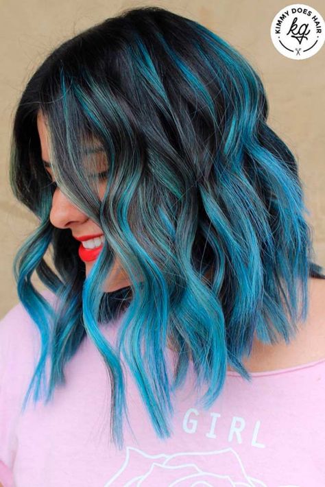 Blue Ombre Short Hair, Hair Color Designs, Hair Shading, Hair Color 2017, Underneath Hair Color, Balayage Hair Color Ideas, Underneath Hair, Copper Balayage, Balayage Hair Color