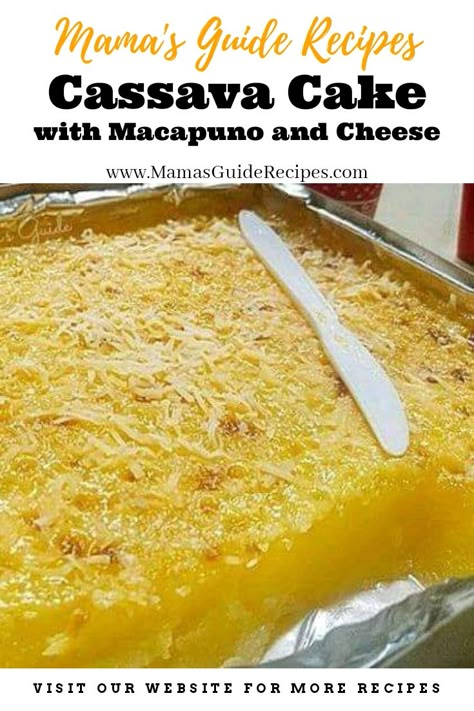 Cassava Cake with Macapuno and Cheese Cassava Cake With Macapuno, Macapuno Recipe, Cassava Cake Recipe Filipino, Casava Cake Recipe, Cassava Cake Recipe, Biko Recipe, Cassava Recipe, Filipino Kakanin, Bibingka Recipe