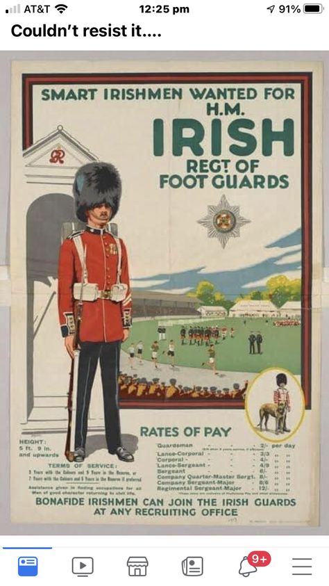 Irish Guards, Irish Genealogy, Grenadier Guards, Frederick The Great, Lance Corporal, Recruitment Poster, Genealogy Resources, British Soldier, 1 April