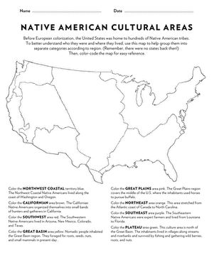 Native American Tribes Map | Worksheet | Education.com Native Americans 3rd Grade, Native American History Indian Tribes, Native American Worksheets For Kids, Native American Worksheets, Ahg Pathfinders, Native American Lesson Plans, Native American Education, Native American Regions, History Teacher Classroom