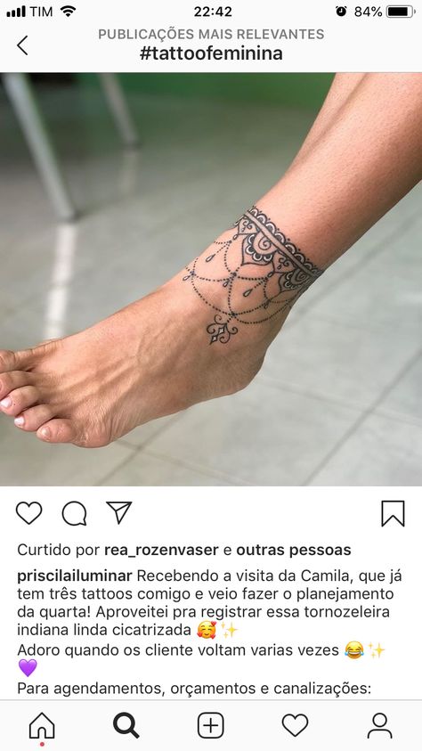 Mandala Ankle Tattoo Wrap Around, Ankle Tattoos For Women Mandala, Ankle Cuff Tattoo, Ankle Bracelets Tattoos For Women, Henna Tattoo Foot, Wrap Around Ankle Tattoos, Ankle Foot Tattoo, Phoenix Tattoo Feminine, 30 Tattoo