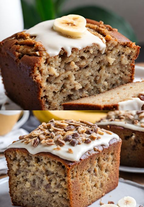 "Indulge in the heavenly delight of our Banana Bread Cake! 🍌✨ This moist and flavorful treat is made with ripe bananas, melted butter, and a hint of vanilla, creating the perfect blend of sweetness and warmth. Customize it with your favorite mix-ins like nuts, chocolate chips, or shredded coconut for a personalized touch. 🌰🍫🥥 Easy to bake and even easier to enjoy, this recipe guarantees a slice of pure bliss. Perfect for breakfast, brunch, or a delightful snack. Save and share this ... Banana Bread Pound Cake, Old Fashion Banana Cake, Unbelievably Moist Banana Bread, Banana Bread Icing, Ripped Banana Recipes, What To Make With Bananas, Simply Recipes Banana Bread, Banana Cake Recipe Moist, Mashed Banana Recipes