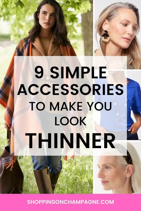 Did you know there are ways to look thinner without losing weight or working out? You can use these 9 EASY ACCESSORIES to look slimmer instantly! Accessories That Make An Outfit, Slenderizing Outfits, Easy Accessories, Accessories To Make, Hacks Clothes, Expensive Clothes, Simple Accessories, Queen Fashion, Fashion Hacks