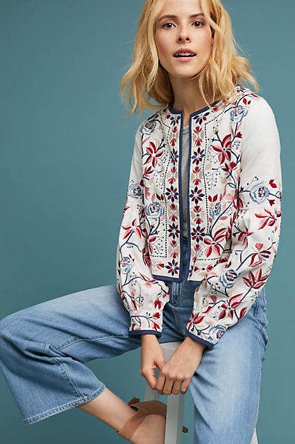 MISA Luce Embroidered Jacket #ad Alex Noiret, Estilo Hippy, Mode Boho, Bohemian Living, Fashion Attire, Embroidered Clothes, Embroidered Jacket, French Girl, School Fashion