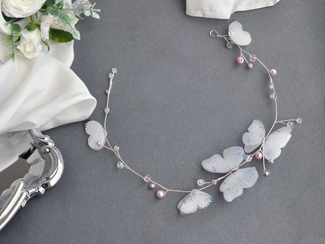 Wedding Hair Jewelry, Dusty Lavender, Hair Wreath, Silk Accessories, Bride Hair Accessories, Hair Jewelry Wedding, Butterfly Hair, Hair Vine, Bridal Hair Pieces