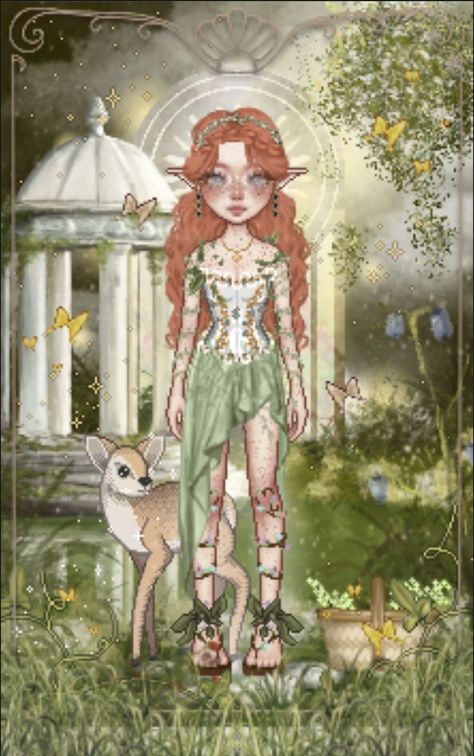 Ethereal Aesthetic Fashion, Forest Fairy Aesthetic, Red Orange Hair, Fashion Dress Up Games, Green Costumes, Fairy Outfit, Ethereal Dress, Art Noir, Ethereal Aesthetic