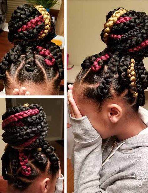 20 Funky Fresh Styling Ideas For Jumbo Box Braids Twisted Braid Hairstyles, Jumbo Box Braids Styles, Hairstyle For Kids, Box Braids Bun, Kids Natural Hair, Twisted Braid, Big Box Braids, Big Braids, Short Box Braids