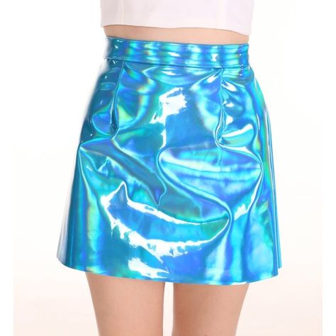 Holographic Clothing, Hologram Skirt, Holographic Skirt, Holographic Fashion, Kristina Webb, Vinyl Mini Skirt, Skirt Aesthetic, Checked Skirt, Hot Skirts