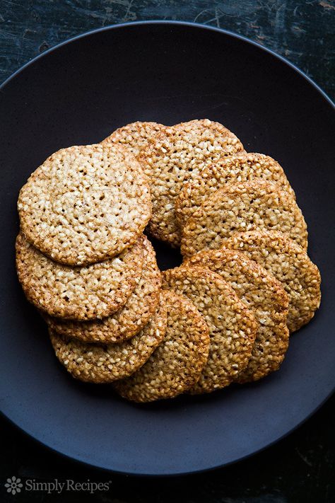 Benne Wafers Recipe, Sesame Seed Cookies Recipe, Sesame Brittle Recipe, Benne Wafers, Sesame Seed Cookies, Wafers Recipe, Sesame Snaps, Icecream Sandwich, Seed Cookies