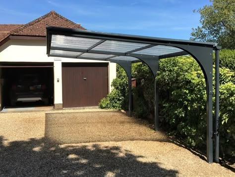 Carports, Canopies and Exterior Shelters UK Wide | Pro Port Canopies Ltd Outside Canopy, Cantilever Carport, Canopy Carport, Car Porch Design, Carport Modern, Modern Carport, Carport Plans, Carport Canopy, Car Canopy