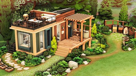 Sims 4 Houses Tiny House, Sims Container House, Sims 4 Eco Lifestyle House, Sims 4 Eco House, Sims 4 Tiny House, Eco Tiny House, Sims 4 Loft, Sims 4 Cottage, Sims 4 Houses Layout