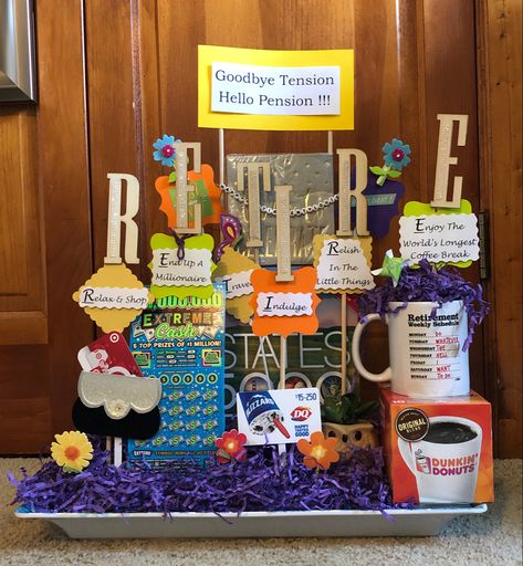 Pe Teacher Retirement Gifts, Retire Gift Basket, Retirement Gift Card Bouquet, Retire Basket, Mom Retirement Gift Ideas, Teacher Retirement Gift Basket, Dad Retirement Gift Ideas, Retirement Gift Basket For Men, Retirement Gifts For Men Diy