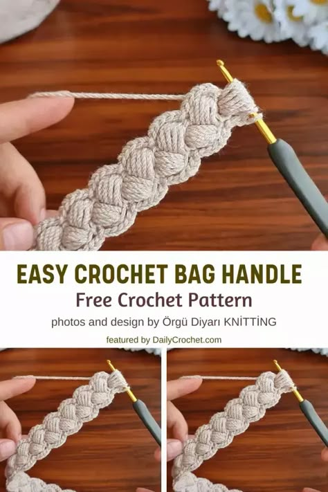 Crochet your own tote bag with this easy handle pattern. This beginner-friendly tutorial includes step-by-step instructions and Easy Crochet Boho Bag, Small Handbag Crochet Pattern, Crochet Scripture Bag, Crochet Zipper Bag Free Pattern, Free Crochet Patterns Crossbody Bag, Crochet Supply Bag, Crochet Leather Bag Ideas, Crochet Bag Border, Crochet Handbag Strap