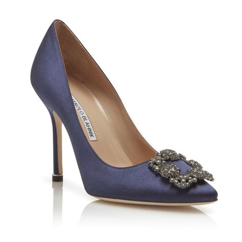 HANGISI | Navy Blue Satin Jewel Buckle Pumps | Manolo Blahnik Navy Pumps, Manolo Blahnik Pumps, Manolo Blahnik Heels, Shoes To Buy, Blue Pumps, Shooting Stars, High Heels Stilettos, Court Shoes, Blue Satin