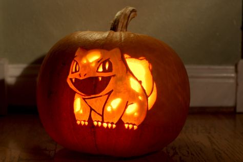 Pokemon Bulbasaur Halloween Pumpkin Bulbasaur Pumpkin Carving, Bulbasaur Pumpkin, Pokemon Pumpkin Carving, Pokemon Pumpkin Stencils, Pumpkin Carving Pictures, Pokemon Pumpkin, Pikachu Halloween, Easy Pokemon, Cute Pumpkin Carving