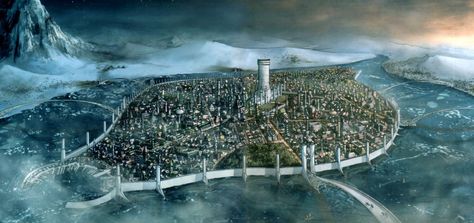 13 Top Fantasy Worlds in Literature by Tess Fletcher Tar Valon, Elven City, River Queen, Black Tower, Wheel Of Time, Sketches Tutorial, Fantasy City, Artistic Images, Time Art