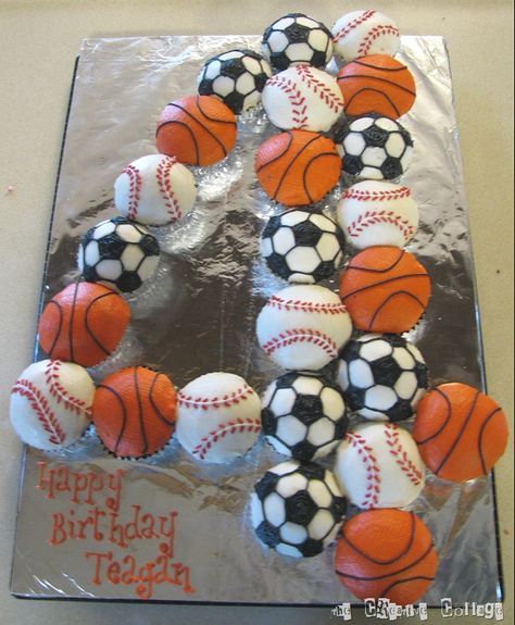 sports cupcakes | Sports Ball Cupcakes | Welcome to the Creative Collage - Come In and ... Sports Cupcakes Ideas Boys, Sports Cupcakes, Dodgers Party, Edible Markers, Sport Cupcakes, Sports Cake, Disney Signatures, Pull Apart Cupcake Cake, Pull Apart Cake