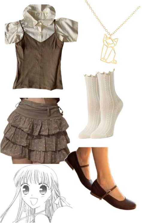 Tohru Honda Outfit Aesthetic, Tohru Honda Inspired Outfits, Tohru Honda Outfit Ideas, Harajuku Fashion Street, Brown Outfit, Fashion Inspiration Design, Gaming Clothes, Harajuku Fashion, 2000s Fashion