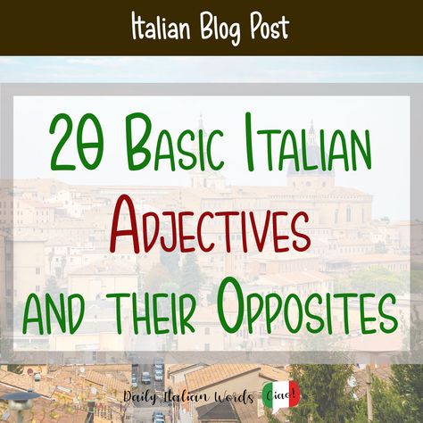 Italian Adjectives, Common Adjectives, Basic Italian, Learn Languages, Italian Lessons, Italian Language Learning, Learn Italian, Language Works, Italian Life