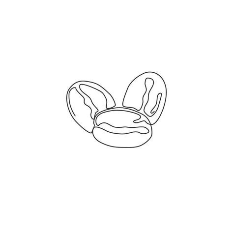 One continuous line drawing whole healthy organic coffee bean for restaurant logo identity. Fresh aromatic seed concept for coffee shop icon. Modern single line draw design graphic vector illustration Coffee Bean Line Art, Iced Coffee Tattoo Minimalist, Coffee Bean Doodle, Trifecta Tattoo, Coffee Bean Graphic, Coffee Bean Tattoo, Coffee Bean Illustration, Coffee Line Drawing, Coffee Beans Illustration