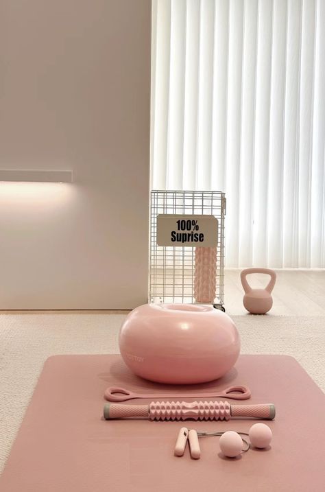 beautiful yoga, Pink Yoga, home decor,massage roller,kettlebell Workout Board, Yoga Home Decor, Pilates Aesthetic, Yoga Home, Yoga Products, Pilates Gym, Pink Pilates, Pilates Princess, Dr House